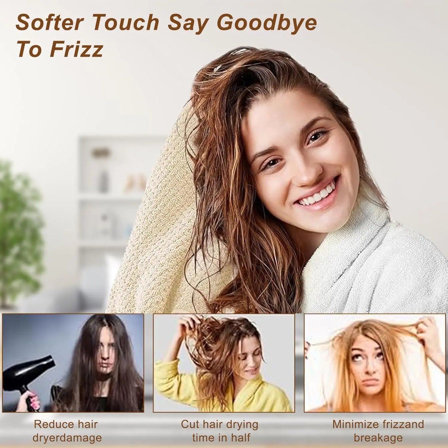 Five Microfiber Soft Hair Drying Towel Wraps