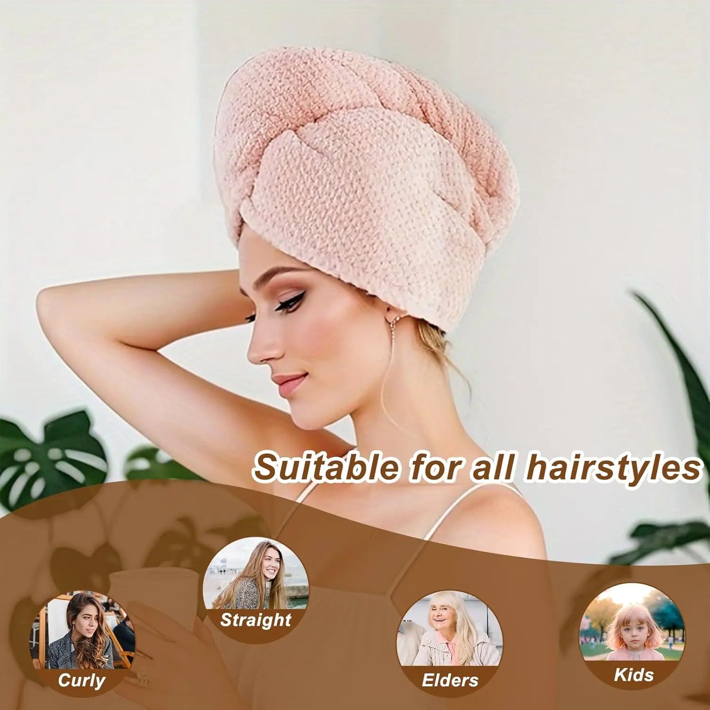 Five Microfiber Soft Hair Drying Towel Wraps