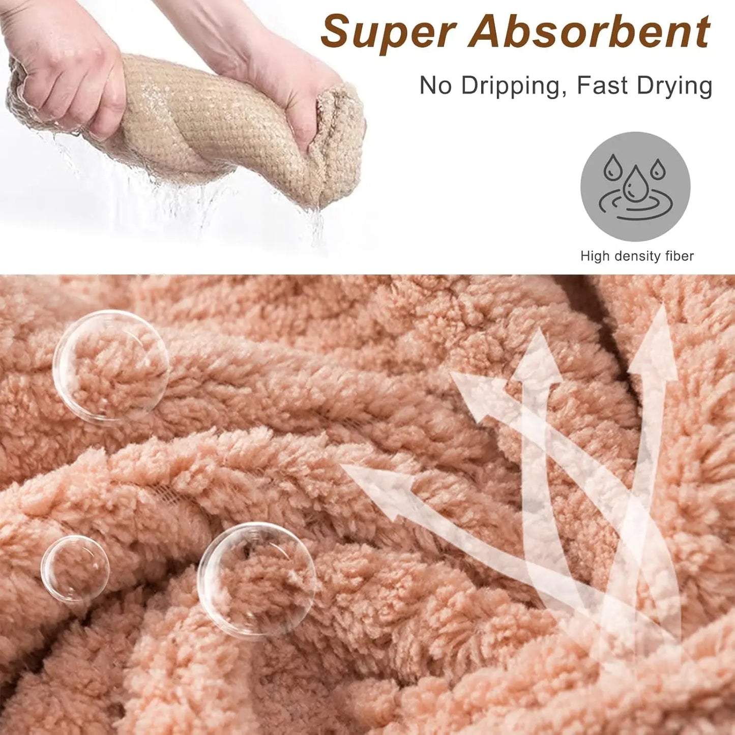 Five Microfiber Soft Hair Drying Towel Wraps
