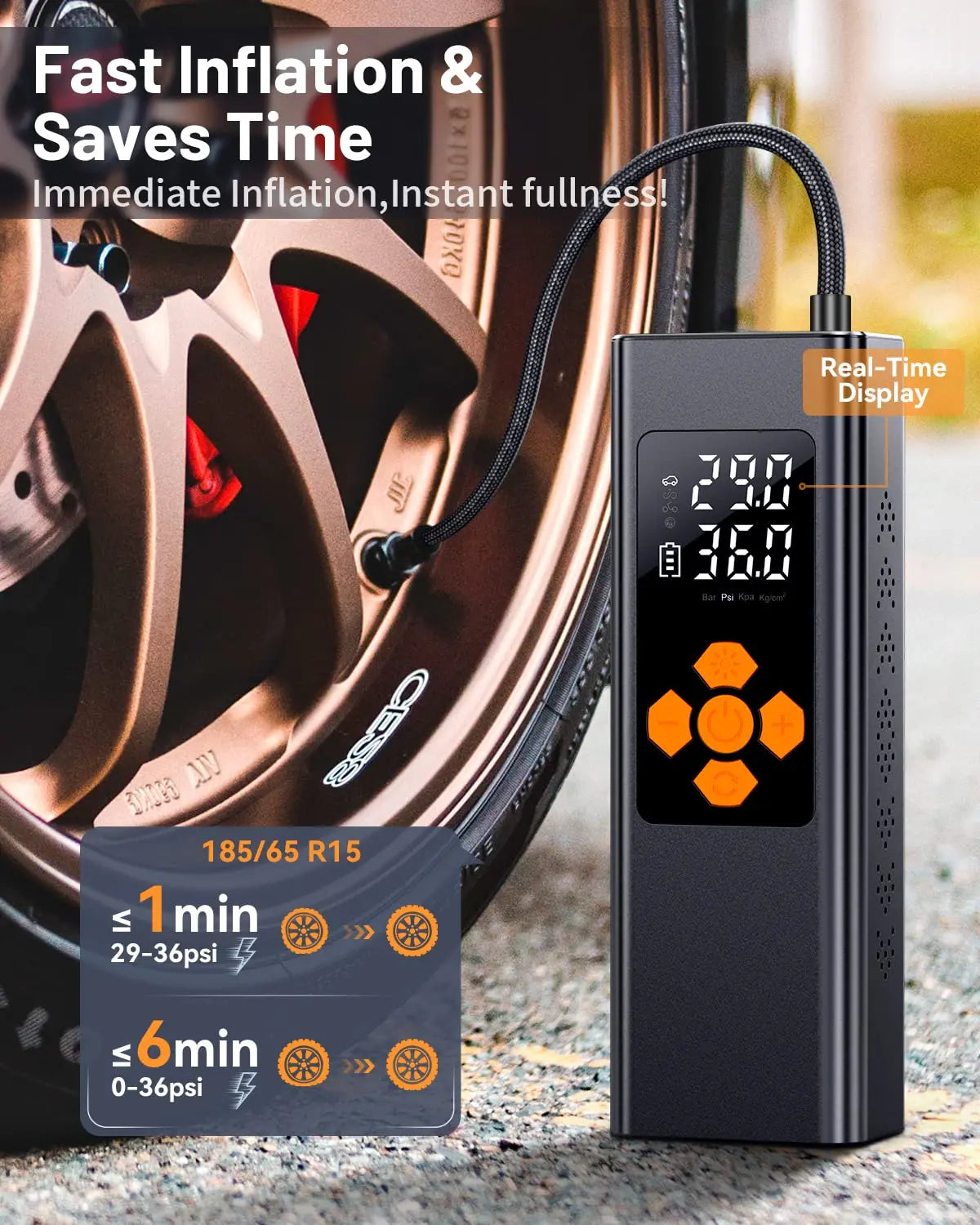 Tire Inflator Portable Air Compressor Dual Power