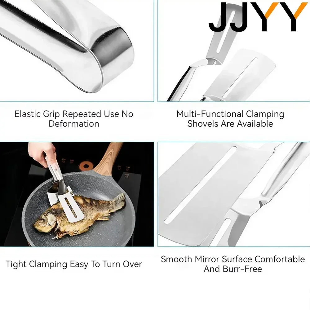 Stainless Steel Multifunctional Spatula Clip Flip Tongs