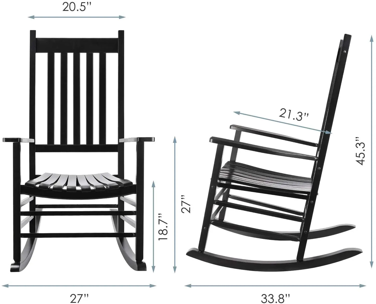 Adult High Back Wood Patio Rocking Chair