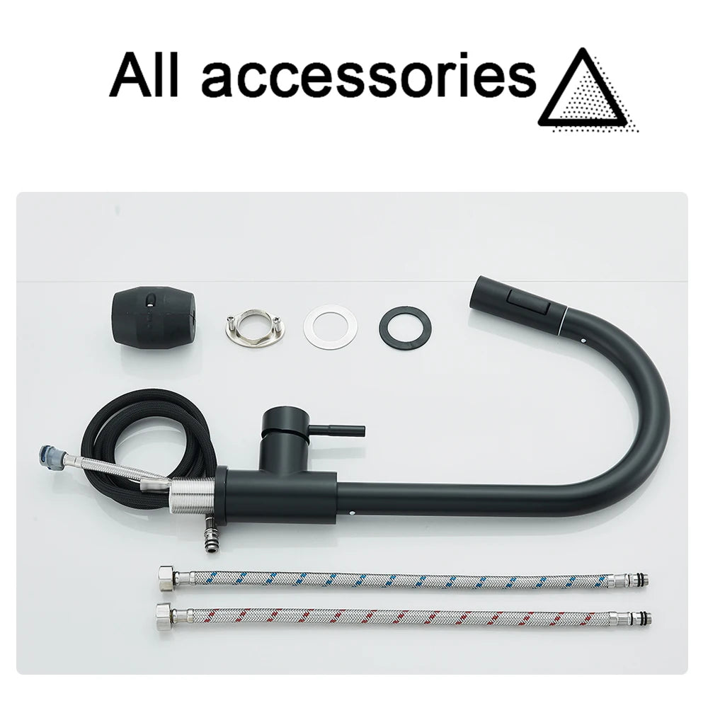 Black Pull Out Kitchen Faucet Deck Mounted