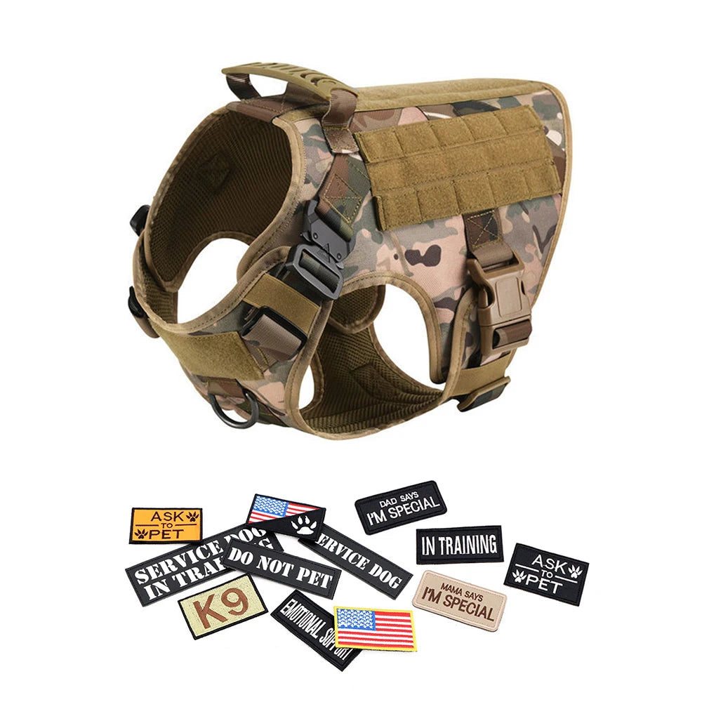 Military Dog Harness Set Leash Bags Patches