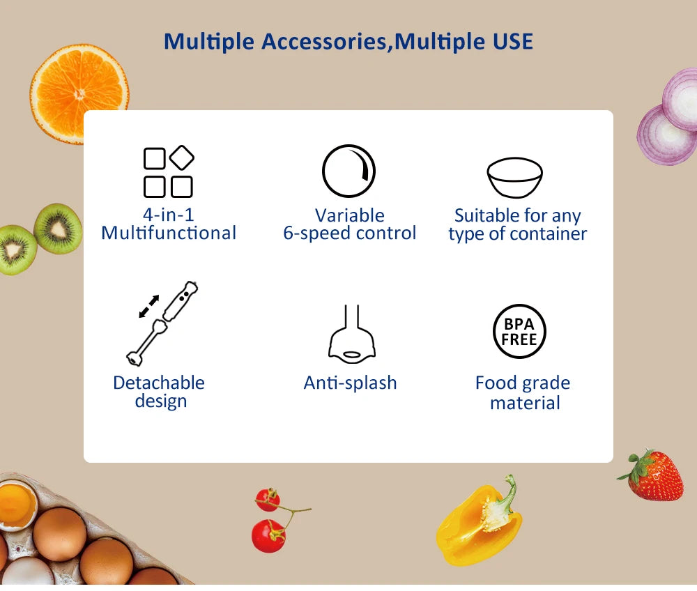 5-In-1 Hand Stick Blender, Chopper And Whisk