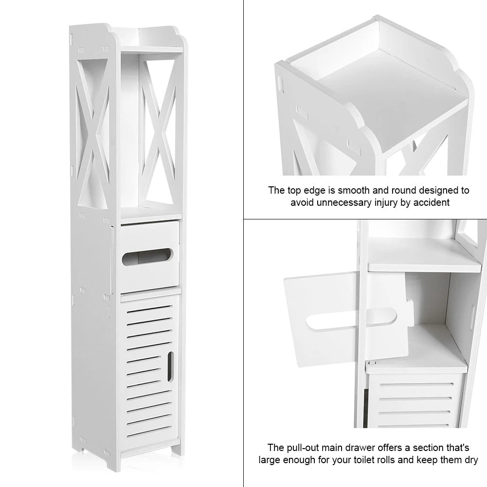 Bathroom Tissue Storage Rack White Wood Shelf