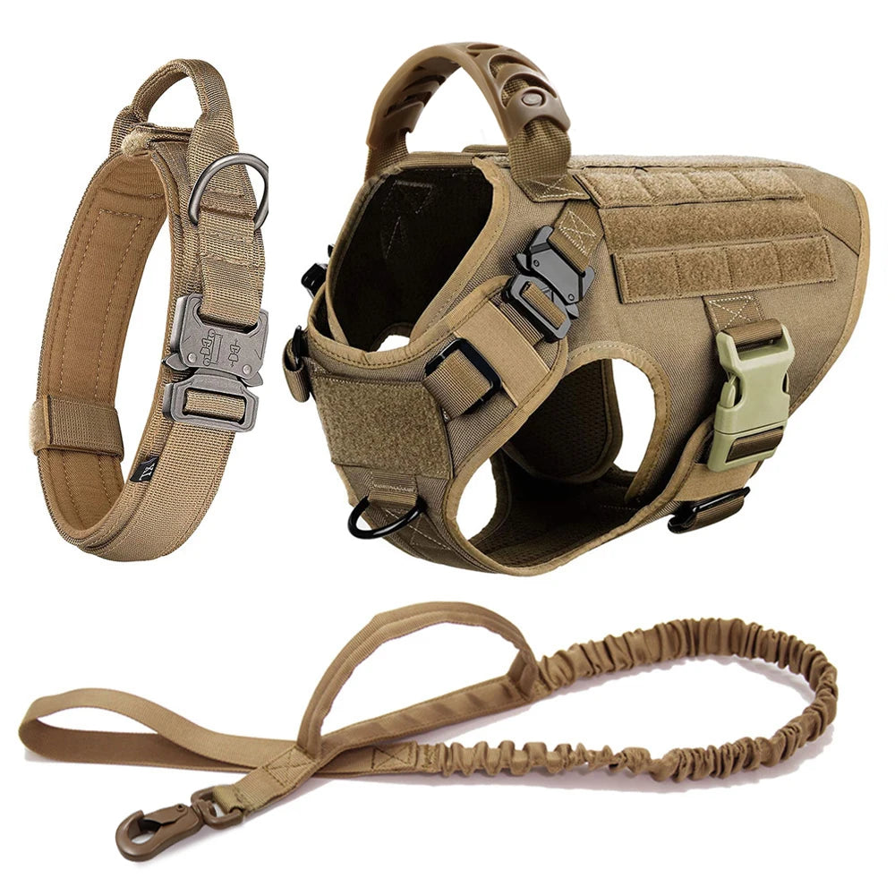 Large Military Dog Harness Leash Set