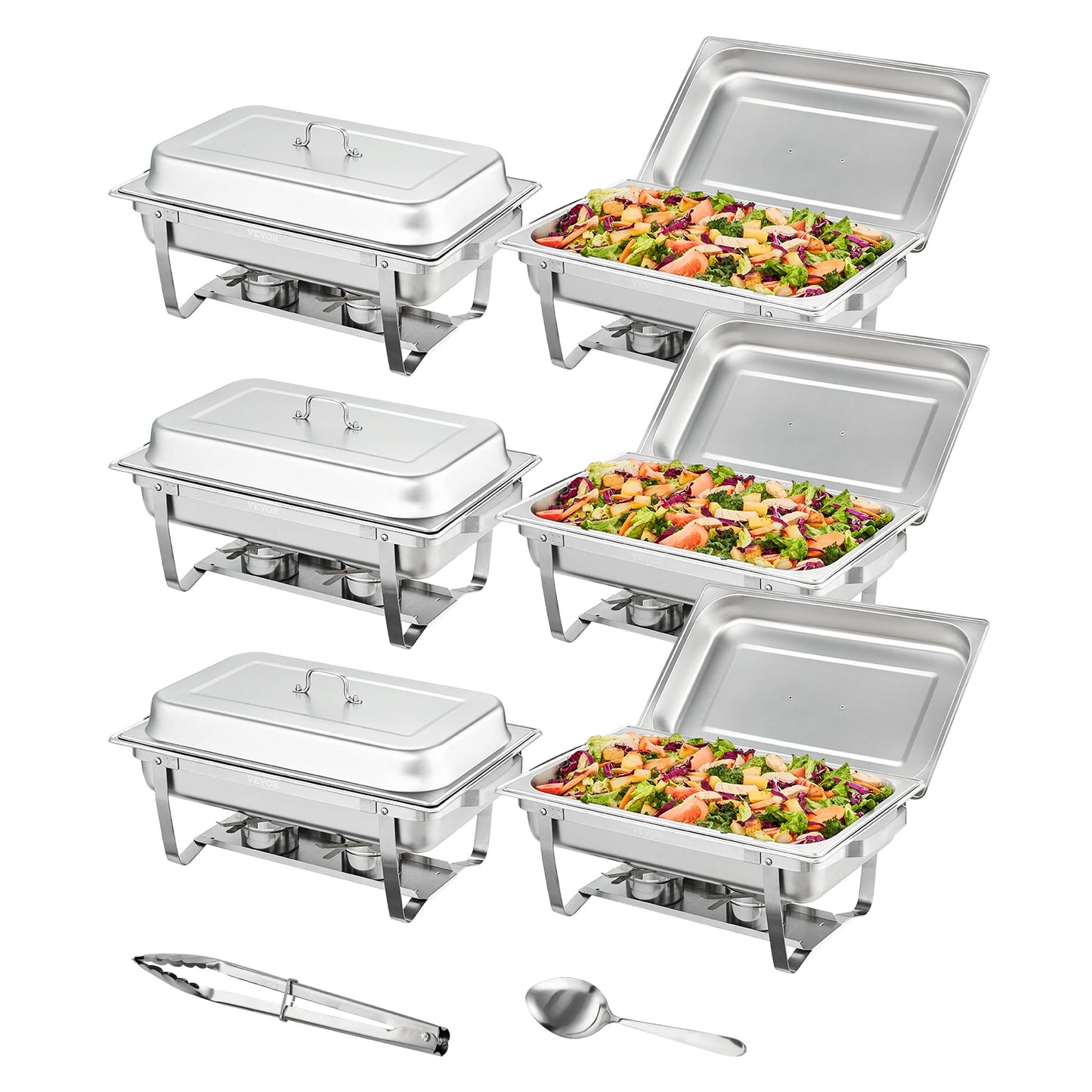 2/4/6 Packs 8QT Rectangle Chafing Dish w/ Warmers