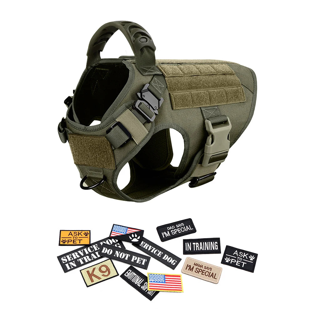 Military Dog Harness Set Leash Bags Patches