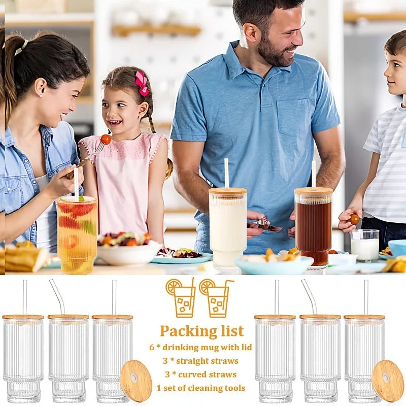 16oz Glass Cups With Lids And Strands