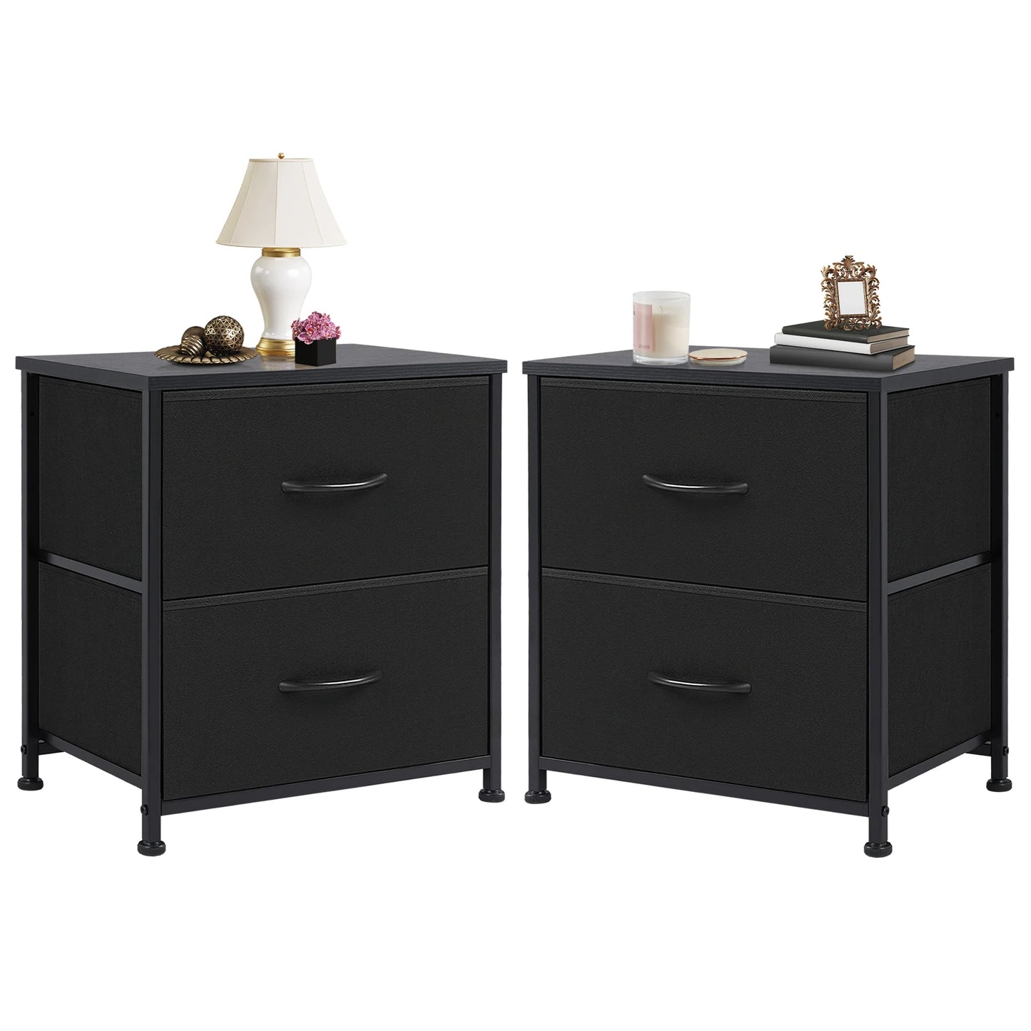 2 Fabric Chest Drawers Bedside Storage Closet