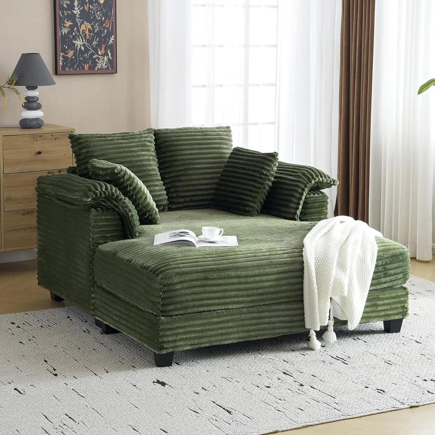 Corduroy Sofa Recliner Bed Upholstered Comfy Sleeper