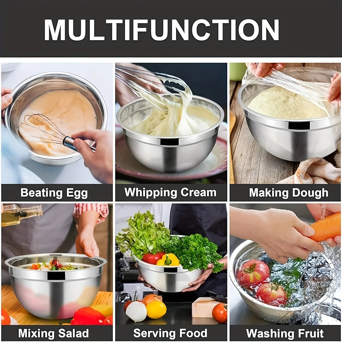 Stainless Steel Mixing Bowls with Airtight Lids