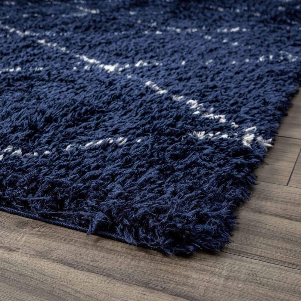 Navy Area Rug 5x8 Soft Non-Shedding Shag