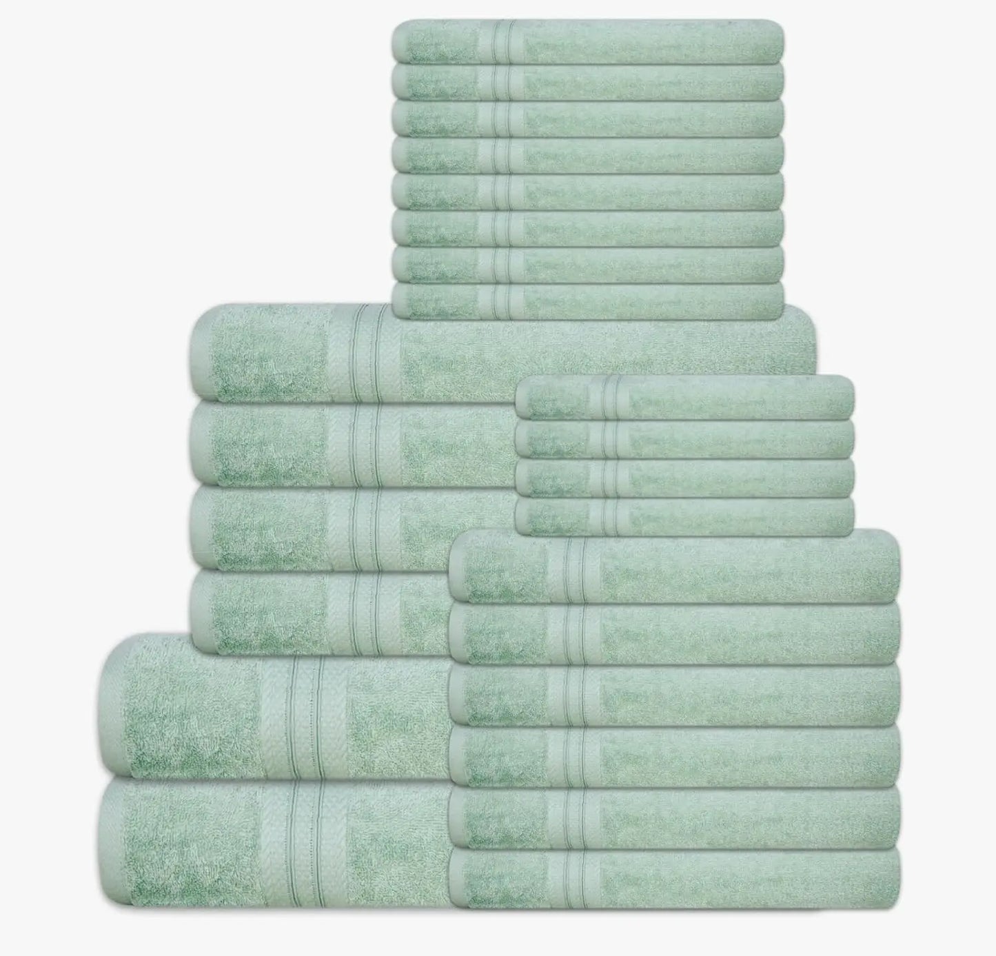 24 piece 100% towel set - includes 2 towels, 4 towels, 6 hand towels, 4 towels, and 8 towels - soft, absorbent, and durable