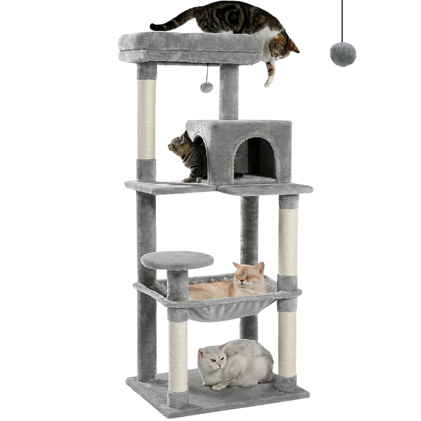 Cats Indoor Lounging Tower With Cozy Hammock