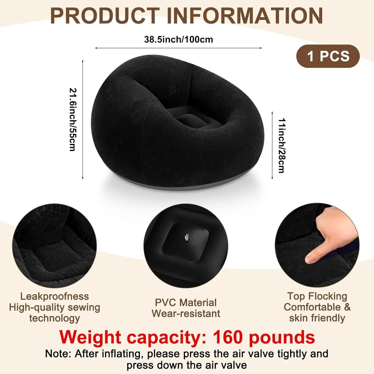 Portable Inflatable Bean Bag Chairs For Adults