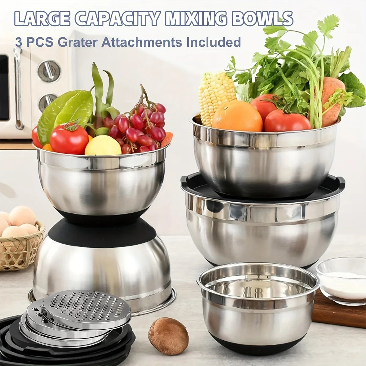 Stainless Steel Mixing Bowls with Airtight Lids