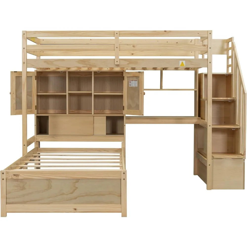 Twin Loft Bed With Shelves and Drawers