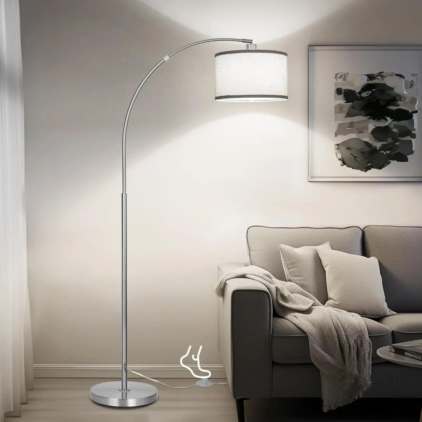 Living Room Floor Lamp With Adjustable Shade