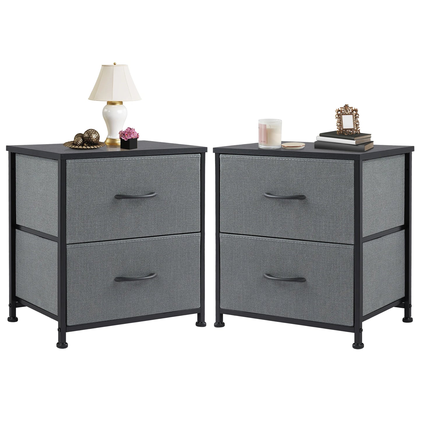 2 Fabric Chest Drawers Bedside Storage Closet