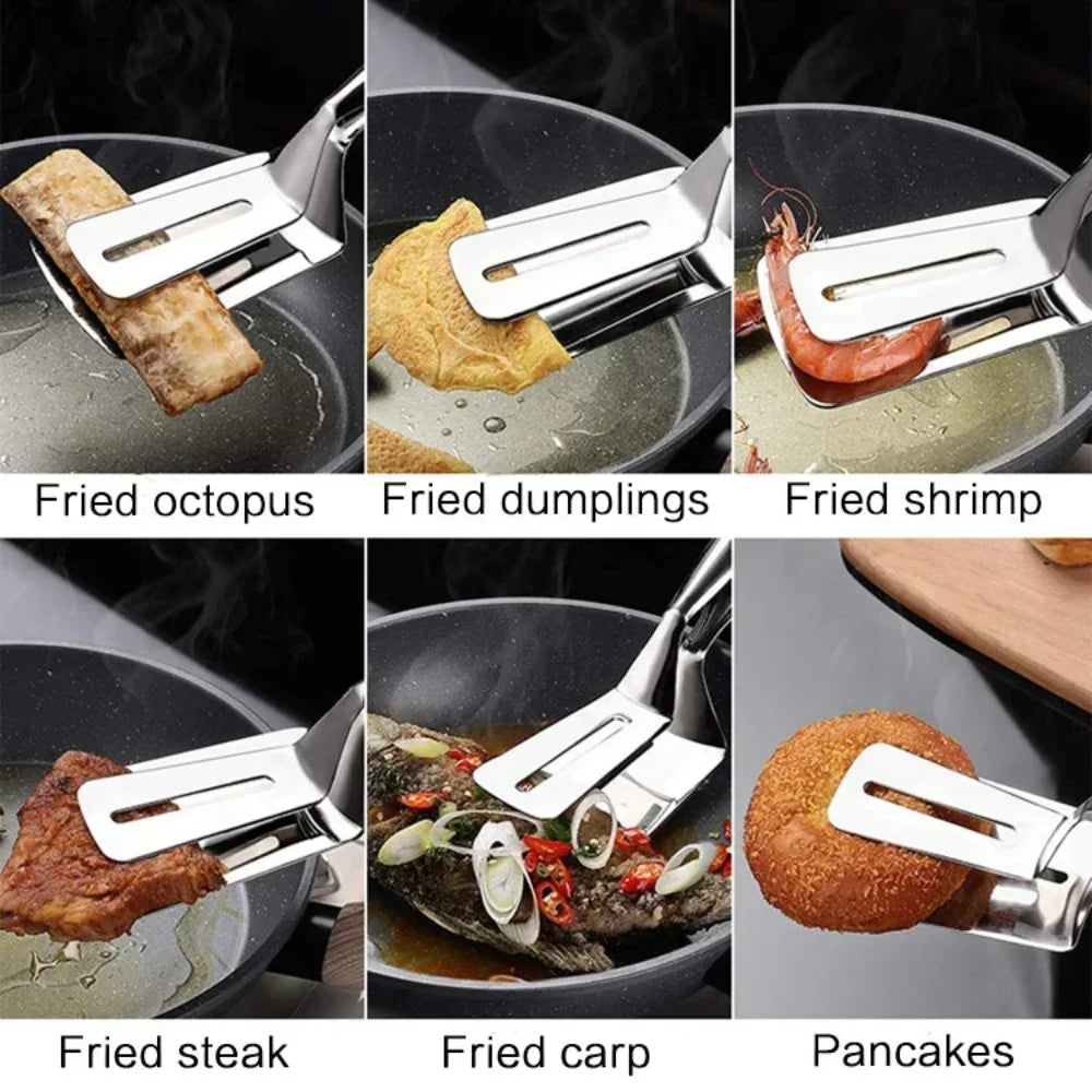 Stainless Steel Multifunctional Spatula Clip Flip Tongs