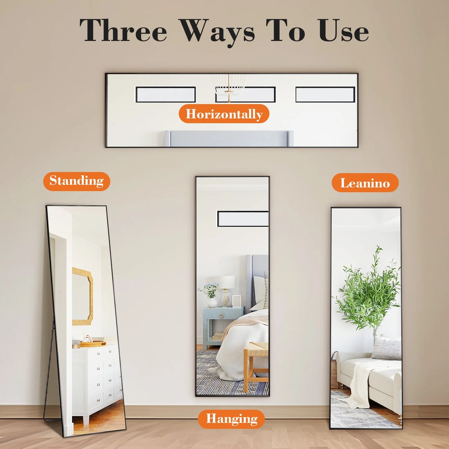 Full Body Mirror Standing Hanging Or Leaning