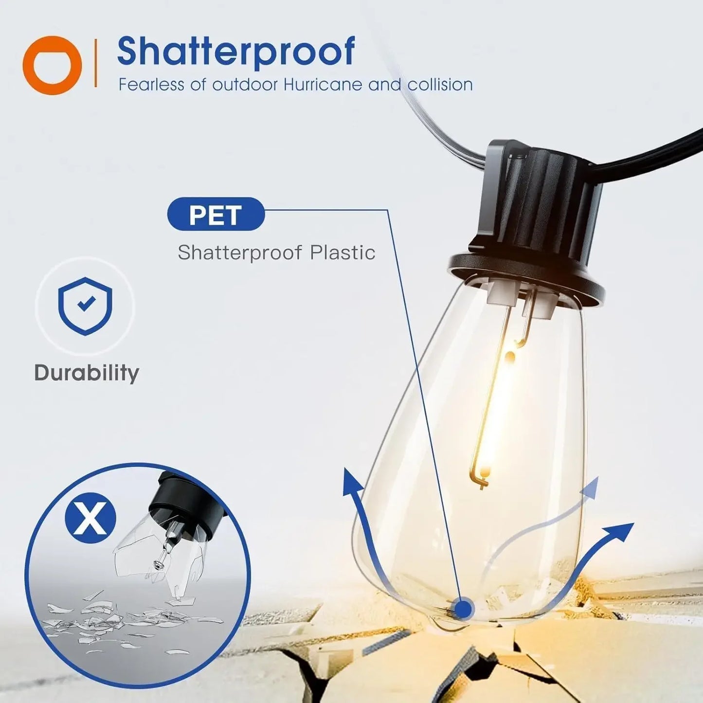 150 LED Waterproof Shatterproof Patio String Lights