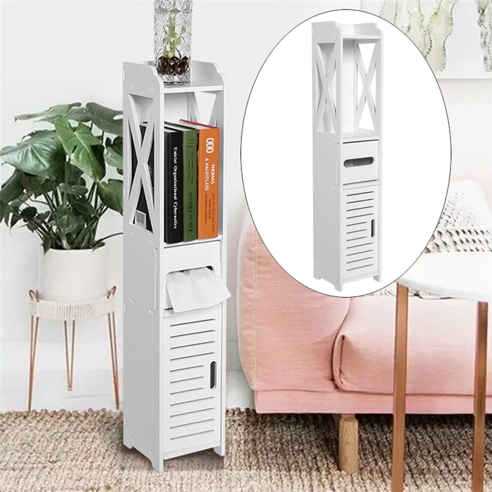 Bathroom Tissue Storage Rack White Wood Shelf