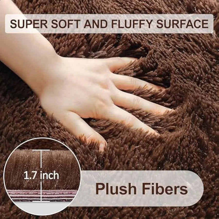 Fluffy Brown No-Slip 2X6 Runner Area Rug