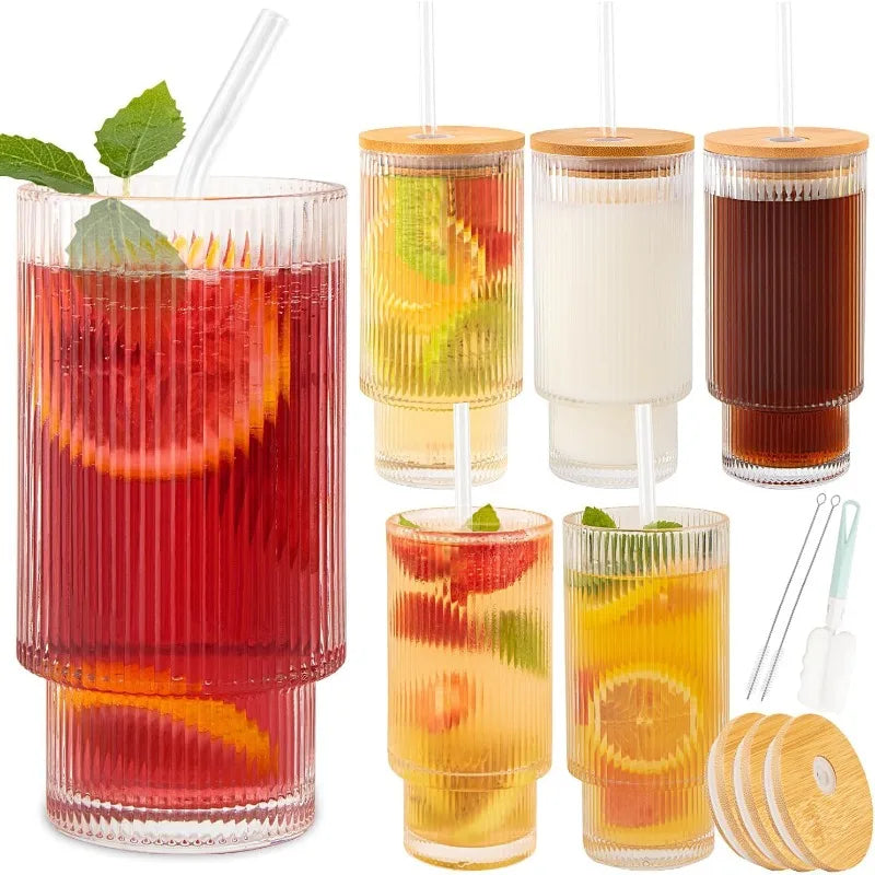 16oz Glass Cups With Lids And Strands