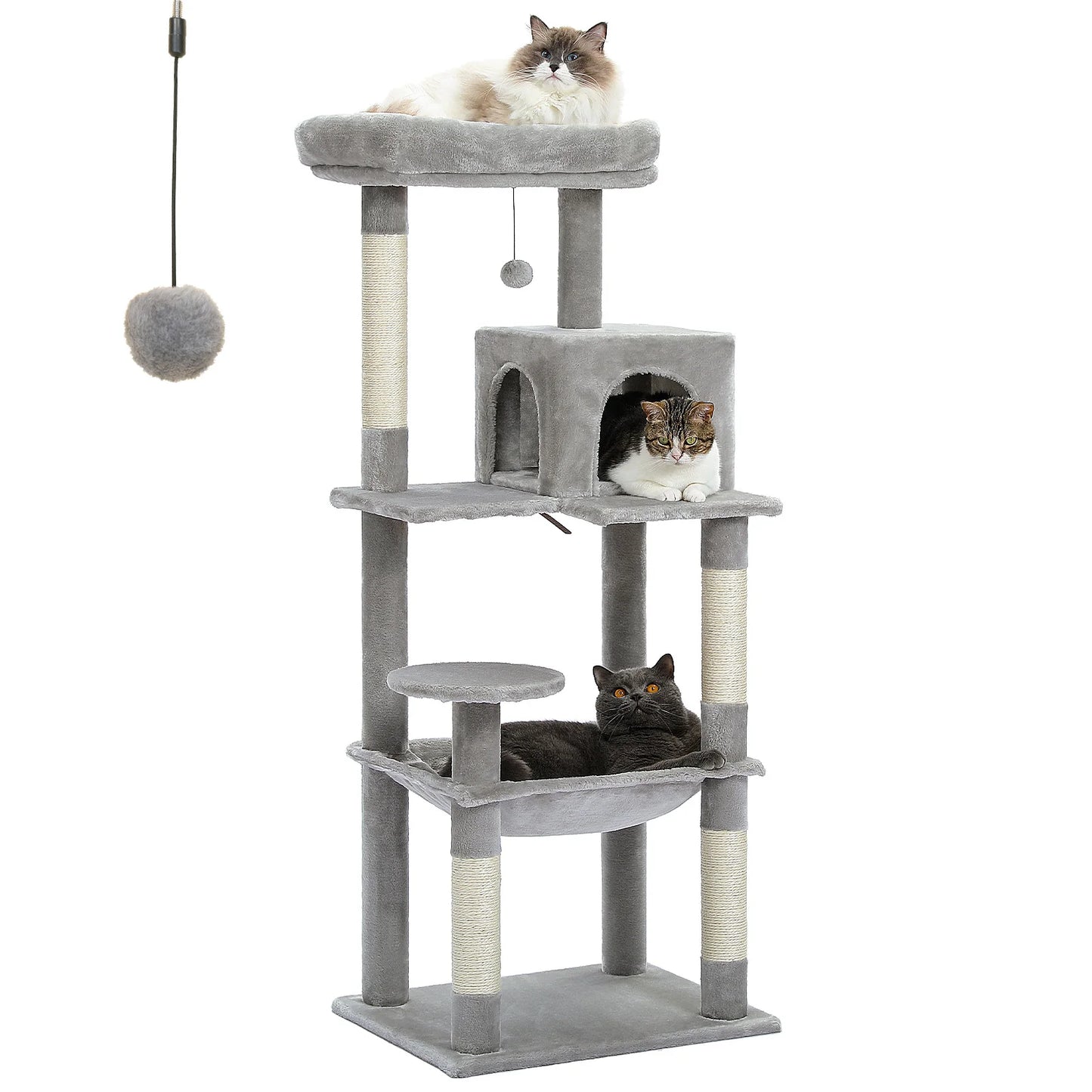 Cats Indoor Lounging Tower With Cozy Hammock