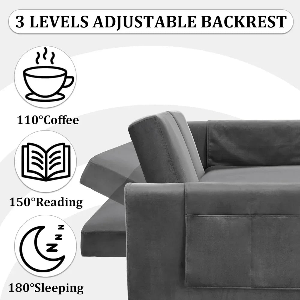 Adjustable Pull Out Convertible Sofa Bed-Velvet Sleeper