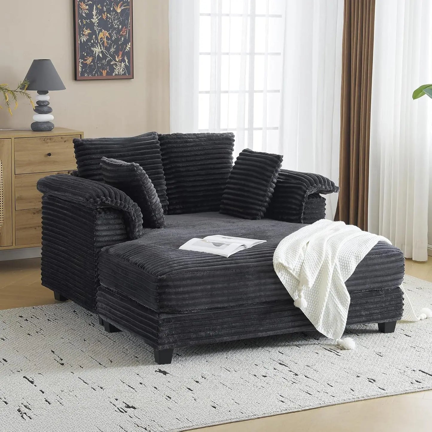 Corduroy Sofa Recliner Bed Upholstered Comfy Sleeper