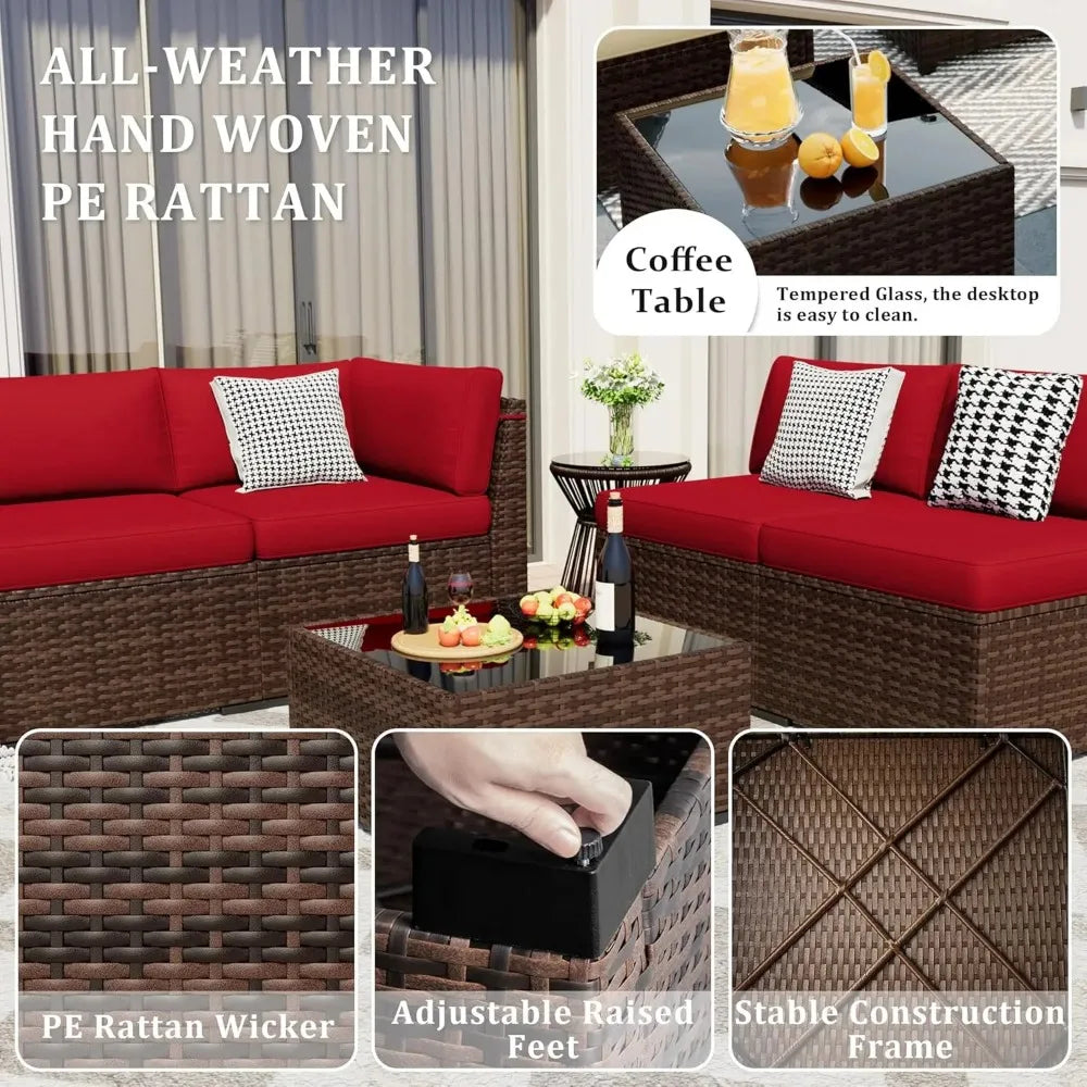 Eight Pieces Outdoor Furniture W/Gas Fire Pit
