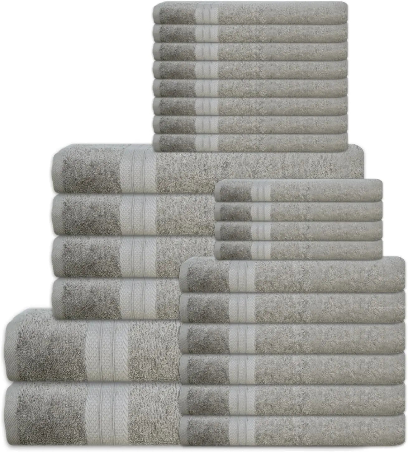 24 piece 100% towel set - includes 2 towels, 4 towels, 6 hand towels, 4 towels, and 8 towels - soft, absorbent, and durable