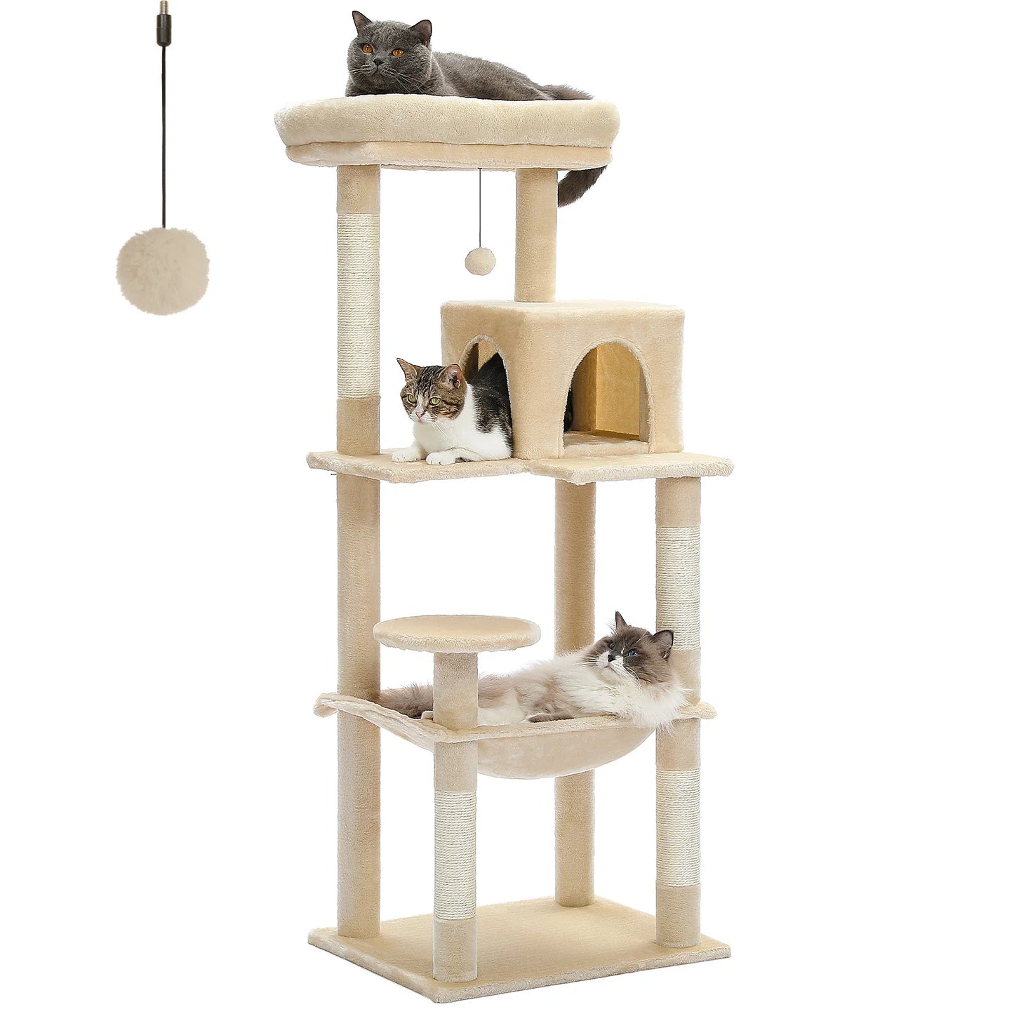 Cats Indoor Lounging Tower With Cozy Hammock