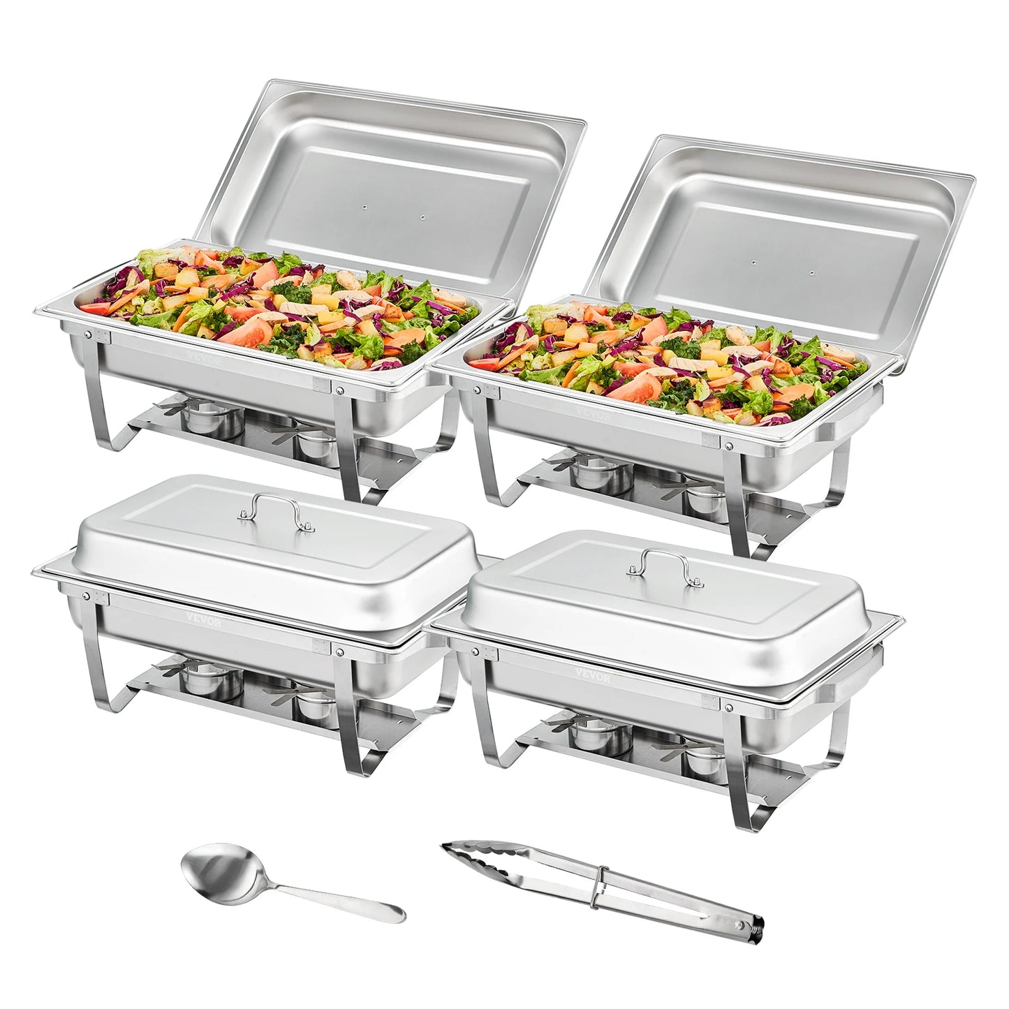 2/4/6 Packs 8QT Rectangle Chafing Dish w/ Warmers