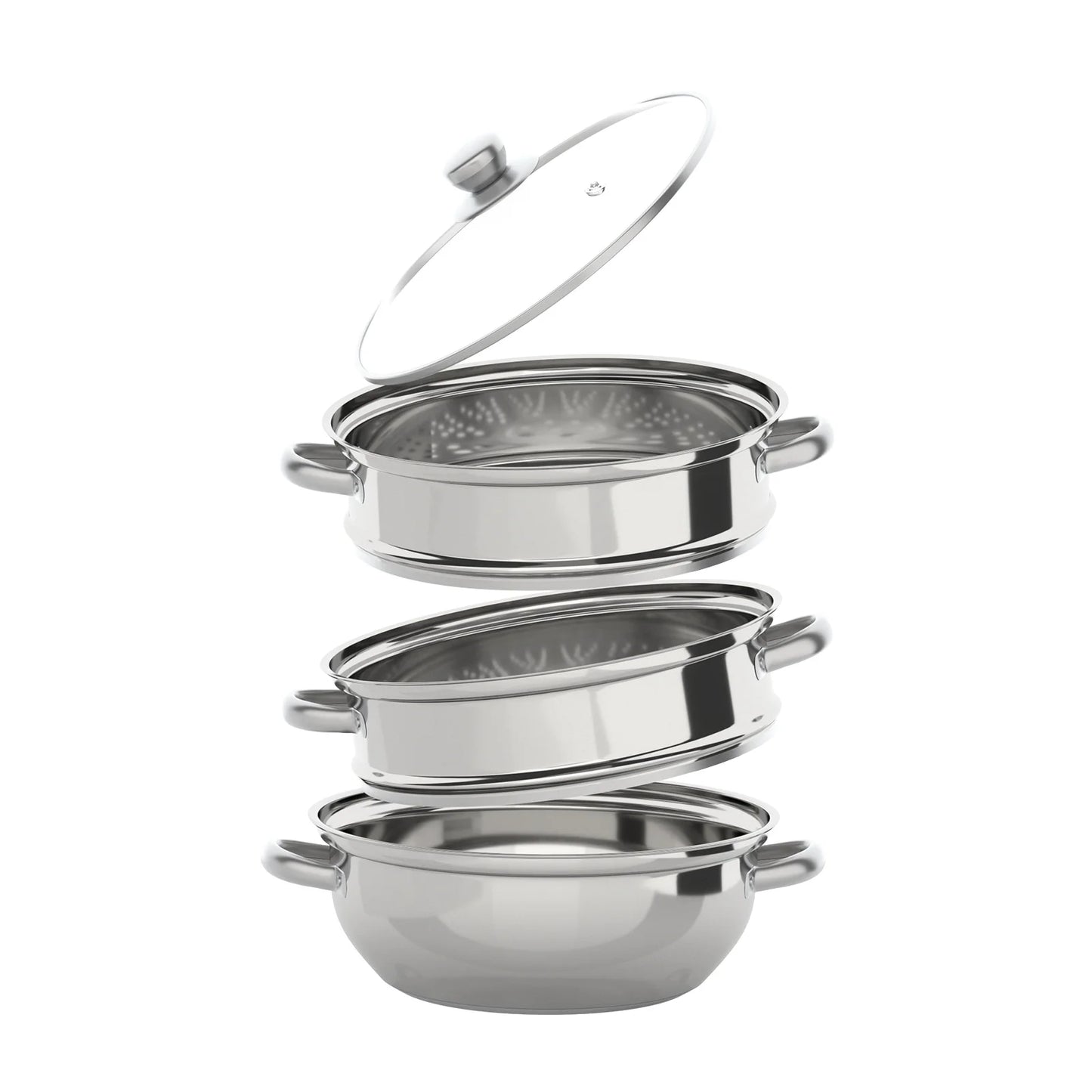 Stainless Steel Steam Cooker With Glass Lid