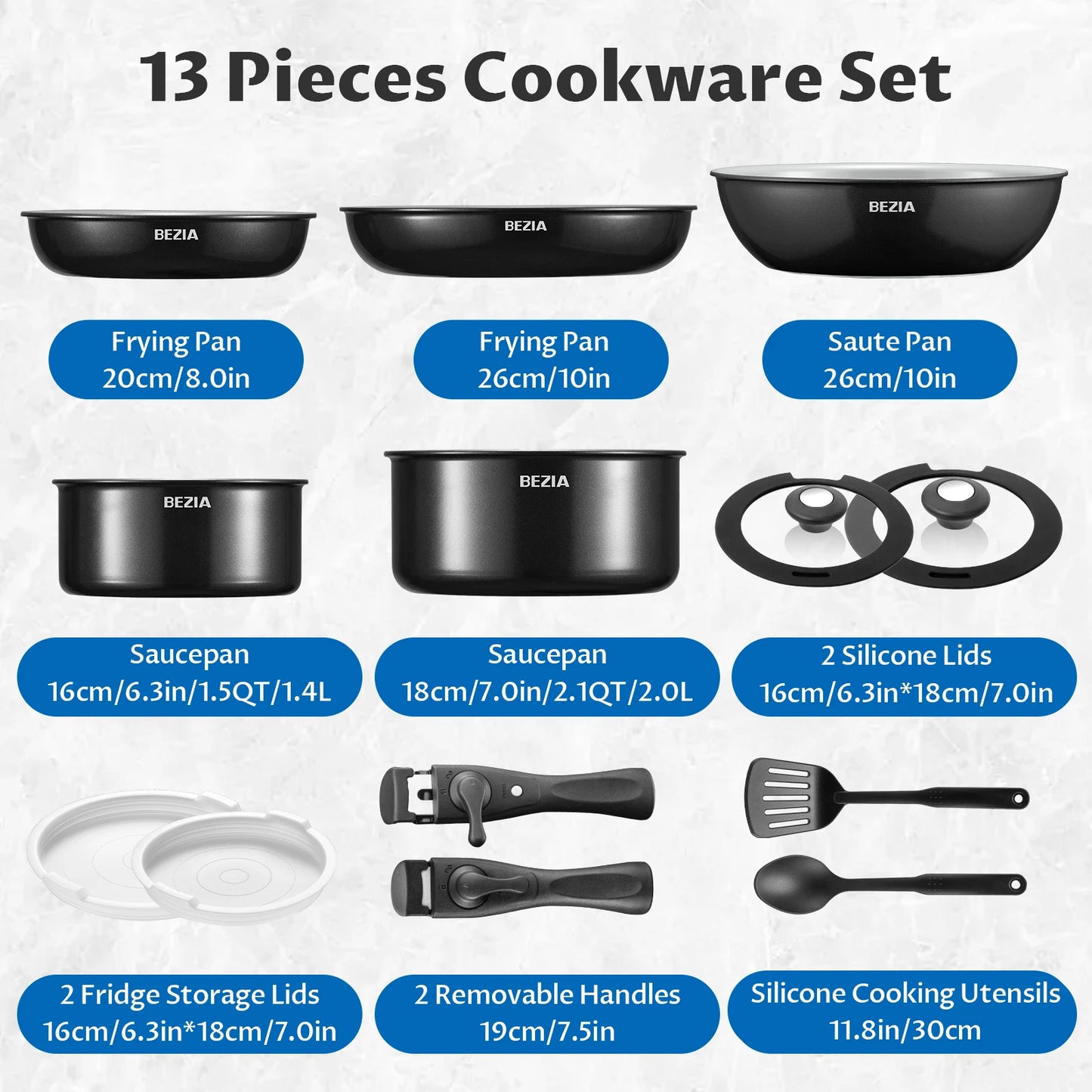 13Pcs Induction Cookware with Healthy Ceramic Coating