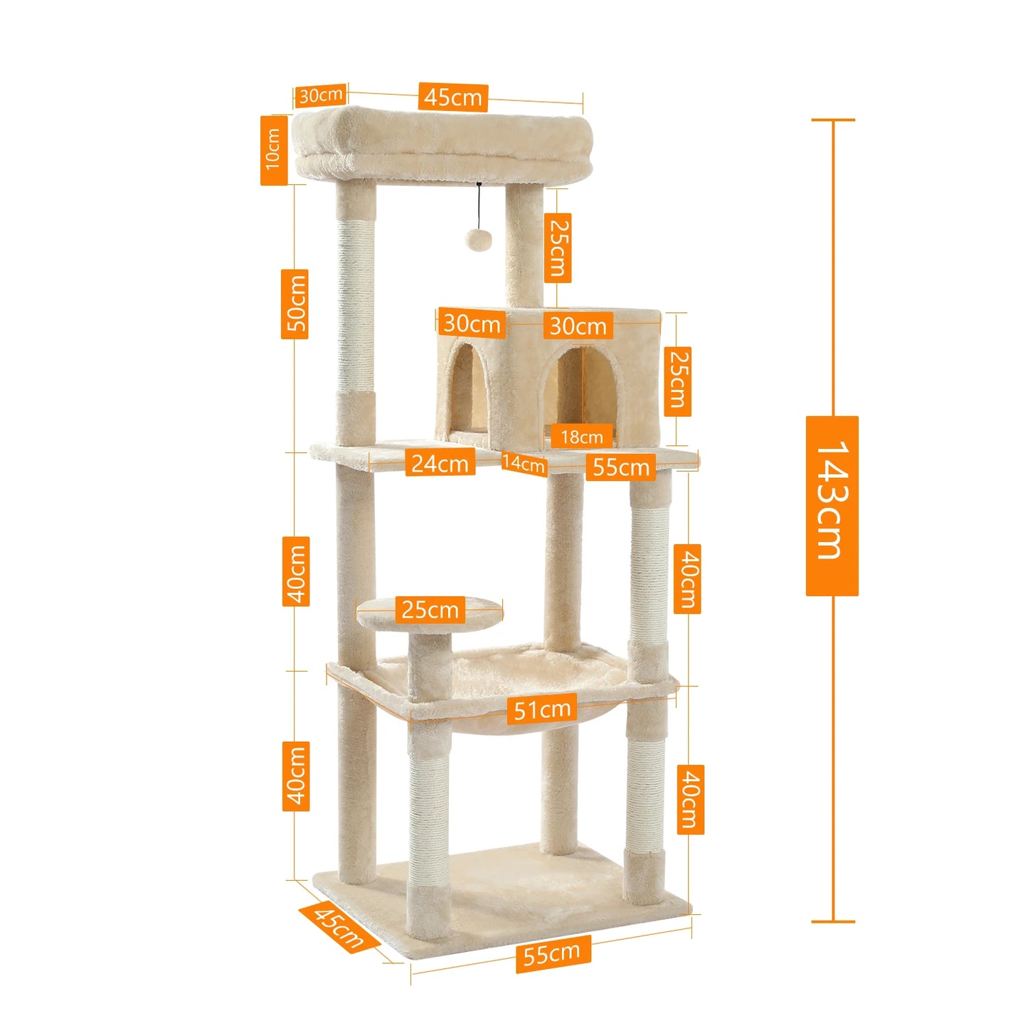 Cats Indoor Lounging Tower With Cozy Hammock