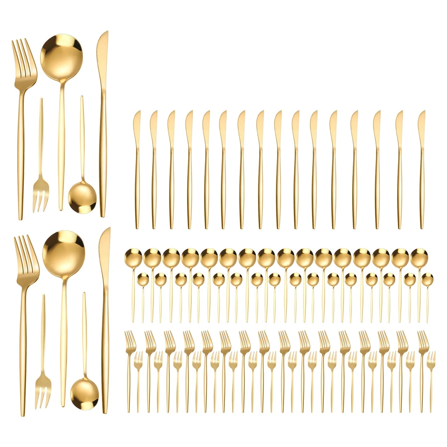 24Pcs/90Pcs Kitchen Flatware Set Stainless Steel Silverware