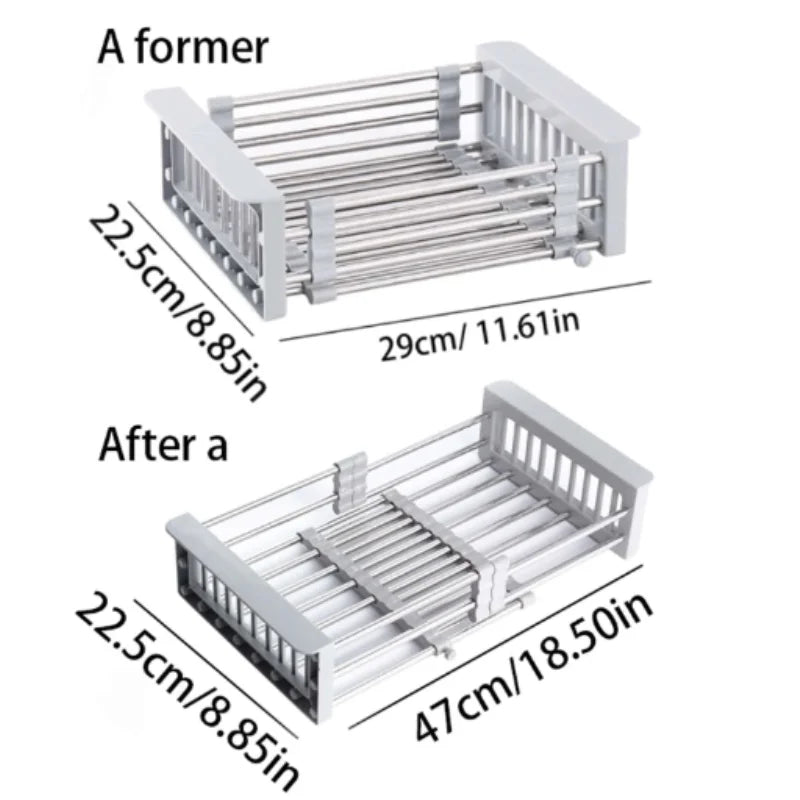Over-The-Sink Dish Drying Rack With Drain Basket