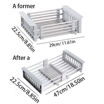 Over-The-Sink Dish Drying Rack With Drain Basket