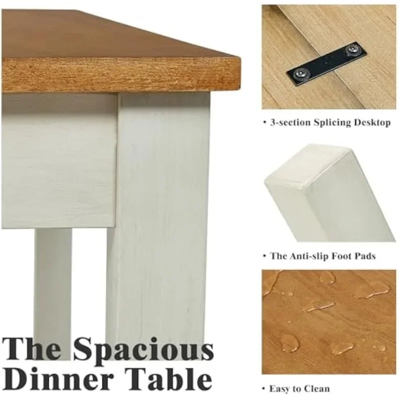 7-Piece Farmhouse Solid Wood Dining Table Set
