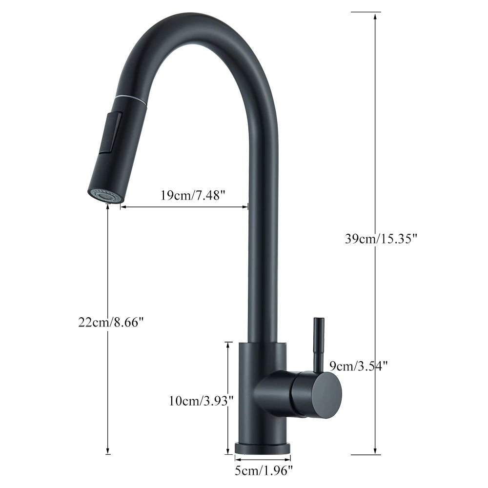 Black Pull Out Kitchen Faucet Deck Mounted