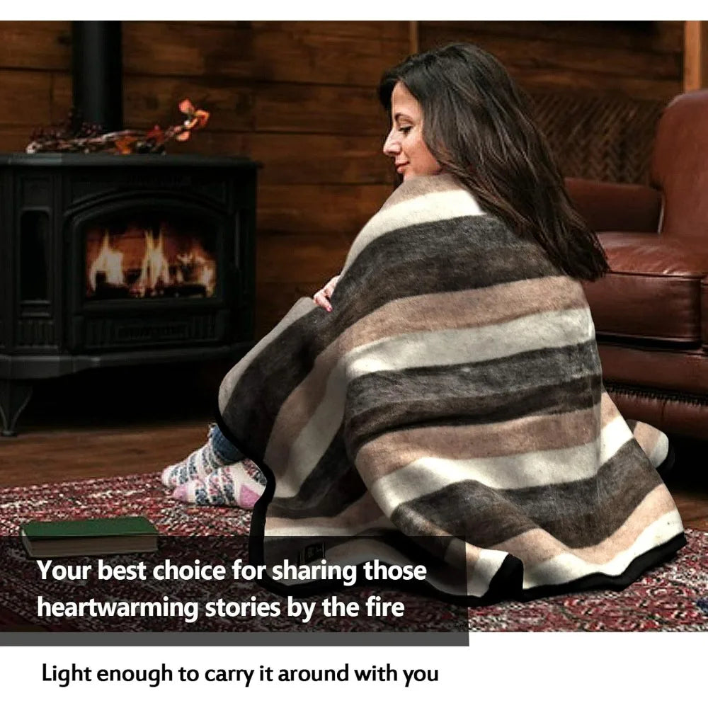 Natural Thick Alpaca And Sheep Wool Blanket