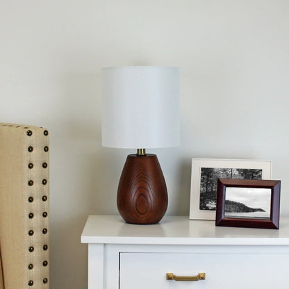 Beautiful Decorative Walnut Wood-Look Rounded Table Lamp