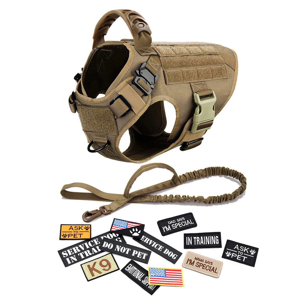 Military Dog Harness Set Leash Bags Patches