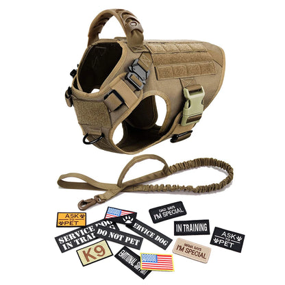 Military Dog Harness Set Leash Bags Patches